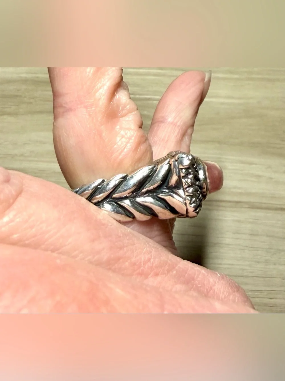 Dian Malouf DLM 925 Sterling Silver Rhodochrosite Wide Statement Ring, Size 5.5